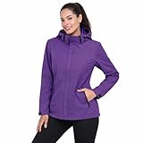 Blu Apparel Veste imperméable pour femmes avec capuche, manteau de pluie pour femmes, vestes de pluie pour femmes, coupe vent, respirant, doublure en maille, violet, 44