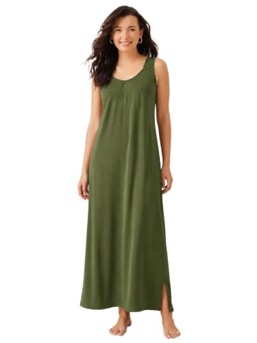 Image of Clovia Sleeveless Long Nighty for Women with Side Slits