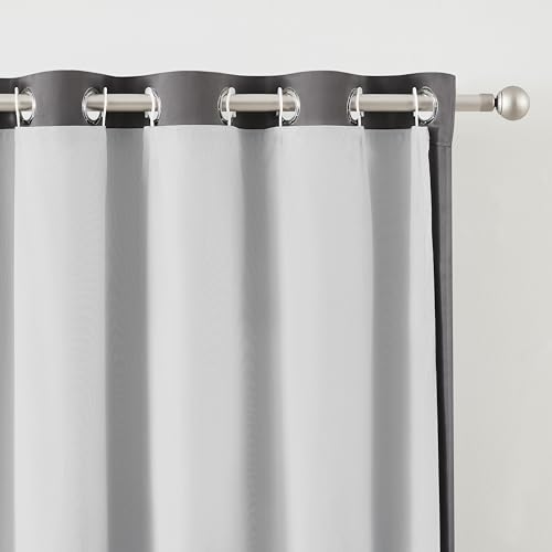 Bujasso Full Blackout Light Gray White Curtain Lining 46W x 52L 2 Panels