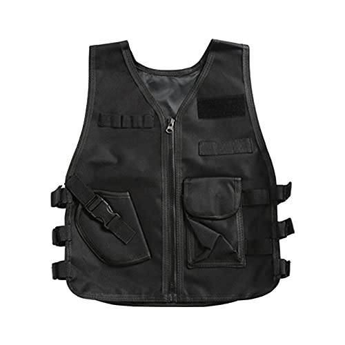 CALANDIS Kid’s Tactical Vest Training Waistcoat Assault Gear Plate Carrier Black 40cm