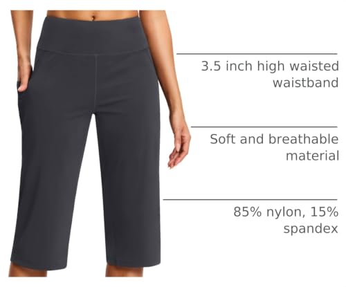 Image of ISEEGZ 15 inch / 18 inch / 21 inch / 25 inch Capri Pants for Women High Waist with Pockets Women's Capris Workout Yoga Pants Loose Straight Leg