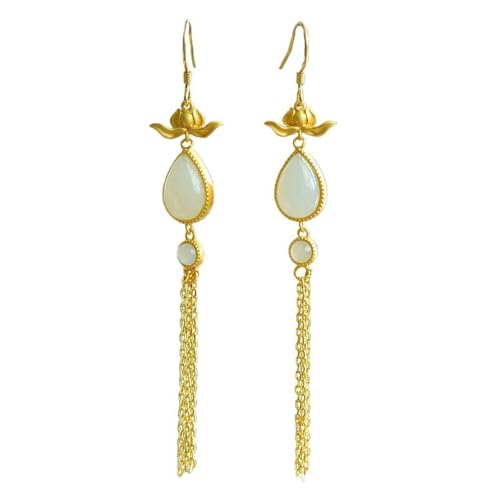 Boucles d'oreilles Hetian Jade à franges pour un look bohème chic