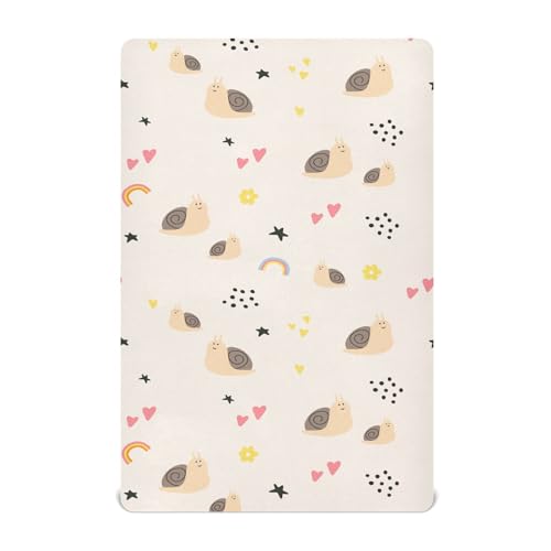 Image of Fitted Crib Sheets Cute Snail Stretchy Portable Playard Sheets for Baby Toddler, Breathable Soft Mini Crib Mattress 39 x 27 in for Boys and Girls