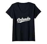 Photo Gallery donna orlando florida cool retro script 1970s bianco testo vintage maglietta con collo a v Photo Gallery donna orlando florida cool retro script 1970s bianco testo vintage maglietta con collo a v
