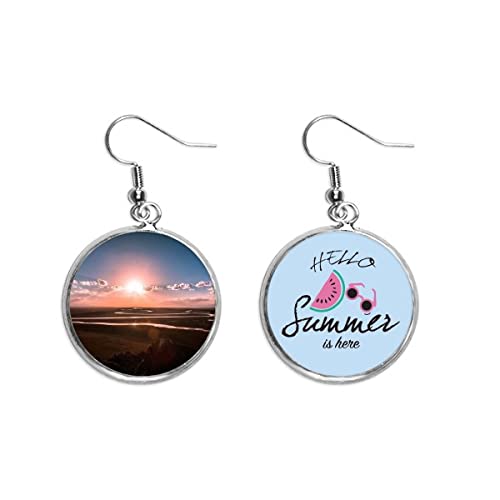 Pendientes de sandía estilo cielo rojo nubes oscuras bisutería de verano lóbulo