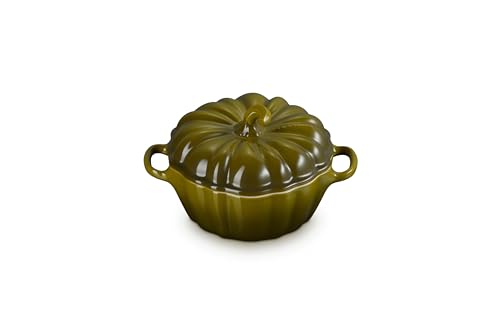 Le Creuset Stoneware Figural Pumpkin Petite Cocotte 12 oz. Olive