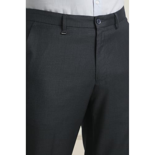 Image of Van Heusen Mid Rise Checkered Formal Trouser for Men|Regular Fit Formal Pants |Stretchable Waist|