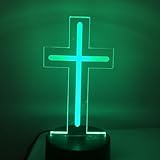 TIGDNP Christian Cross Night Light 3D Visible Acrylic Plate LED Lamp, Valentine's Day Cute Rabbit Animal Night Light, Spring Easter Gift Theme Party, Scene, Festival Decor (Easter Cross Light)