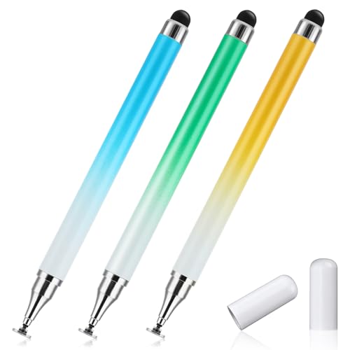 Amaxiu Lápiz capacitivo 2 en 1 para pantallas táctiles, 3 lápices capacitivos de color degradado...