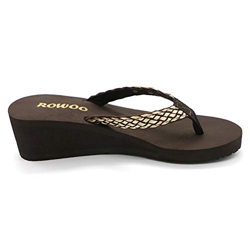 Image of Women Platform Wedge No-Slip Thong Flip Flops High Heels Beach Dressy Sandals
