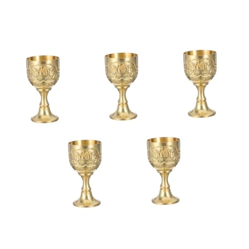 ABOOFAN 5 Piezas Cáliz de Metal Resistente con Diseño Ornamentado Copa Pequeña Estilo Europeo para Rituales Sagrados Ceremonias Eclesiásticas y Recepciones de Boda