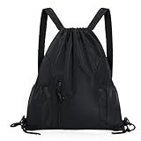 Kaiyzo Kordelzug Fitness Sport Rucksack, Wasserdichter Doppel-Schultertasche, Faltbar, Großes Fassungsvermögen, Schwarz