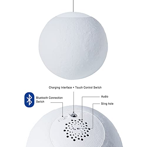 Gemmac Moon Lamp With Bluetooth Speaker, 5.9 Inch 3D Moon Light 16 Colors Dimmable Baby Music Moon Night Light Usb Charging Touch Sensor Led Moonlight With Remote Control For Kids Gift Room Decor #TOP4