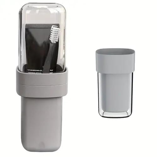 CESITRA Portable Travel Toothbrush Case, Covered Toothbrush Cup Holders, Toothbrush and Toothpaste Travel Case, Toothbrush Storage Organizer Container for Traveling Bathroom