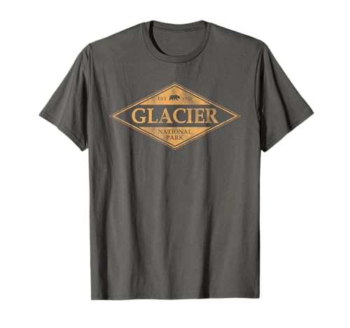 Retro Glacier National Park Montana Women Men Kids Hiking T-Shirt