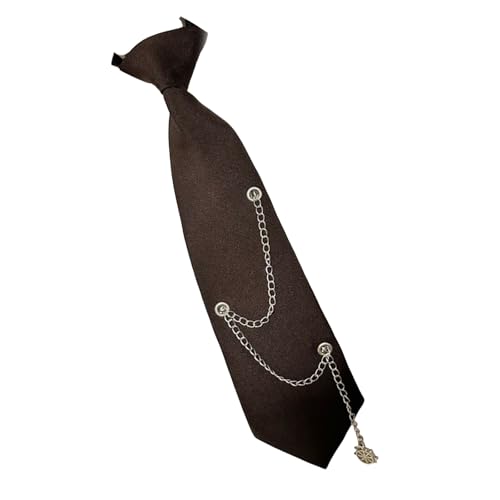 Cravate pré-nouée pour uniforme d'étudiant de campus pour femme - Style vintage punk - Chaîne en métal - Décoration de cou - Longueur réglable, gouvernail de chaîne, taille unique