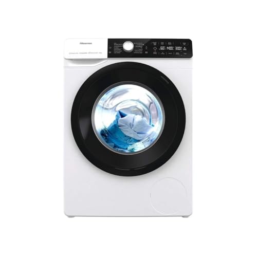 Hisense WFGA80141VM Lavatrice a Carica Frontale, 8kg, 1400 RPM, Inverter, Vapore, Nuova Classe Energetica B, Oblò Nero,...
