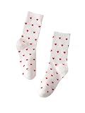 SHENHE Women's Embroidered Patterned Cute Crew Socks Breathable Soft Above Ankle Socks Red Heart White One-Size