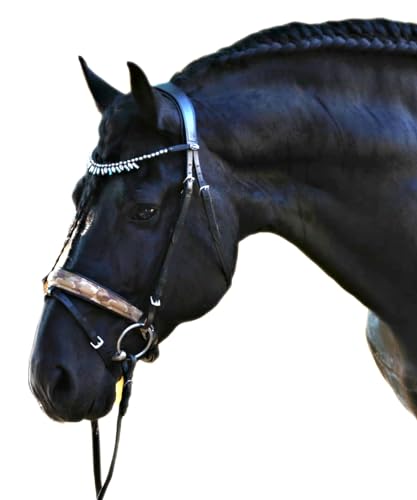 Tysons Breeches Flint Trense Leder VB WB X Full Diadem Stirnband Camouflage Ledertrense Show Ergonomisch Lederzaum Zaum (Warmblut)