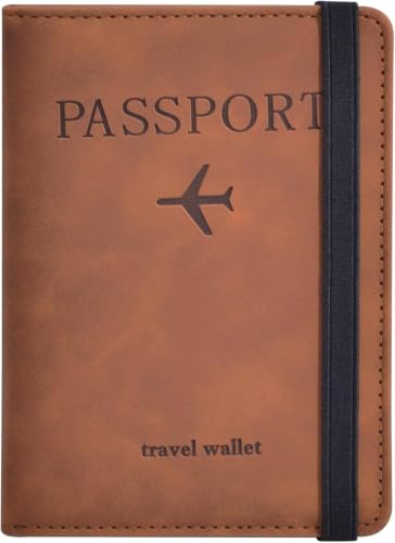 Image of PU Leather Passport Holder Travel Wallet Organiser for Men & Women | 4 Card Slots 2 SIM Slots Money Case | Travel Document Case Cover Passport Pouch Slim Unisex Gift - Brown