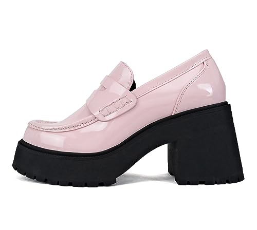 Image of Soda inchAMP inch ~ Women Round Toe Slip-On Lug Sole High Heel Penny Loafer Shoe