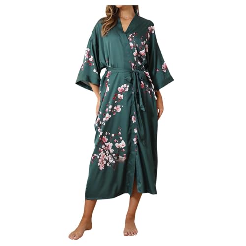 Kimono en satin pour femme élégant avec motif floral peignoir chic