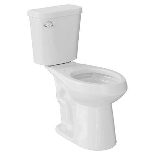 Two Piece Toilet with 19" ADA Height, Elongated Ceramic Bowl without Lid - Side Push Handle, CUPC Certified, Water Efficient 1.28 GPF