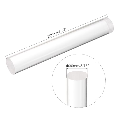 Image of MECCANIXITY Acrylic Round Rods 1-3 /16 inch x 8 inch Clear Acrylic Dowel Rods Sticks Plastic Sticks Strip for DIY Crafts Lighting Gardening Decoration - 30mm x 200mm