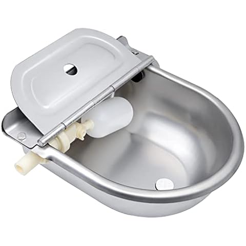KHEARPSL Automatic Waterer Dog Water Bowl Dispenser Livestock Water Trough Stainless Steel Auto Water Bowl for Horse Dog Cattle Chicken Pig Goat (Automatic Waterer) Cover