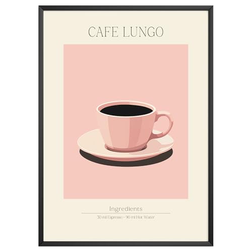 MJ-GRAPHICS® Poster Kaffee Bilder Küche Bild A2 Küchenbilder Deko Wohnzimmer Poster Küchen Bilder Küche Deko Bilder Poster Küche Wand Retro Poster Cocktail Küchenposter - ohne Rahmen