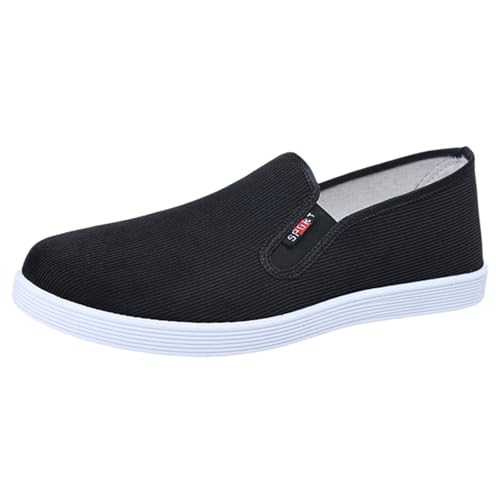 Zapatos de lona para hombre, planos, anchos, para barco, yate, cubierta, suaves, retro, informales, zapatos de tacón para caminar, primavera y verano, antideslizantes, cómodos para exteriores, Black