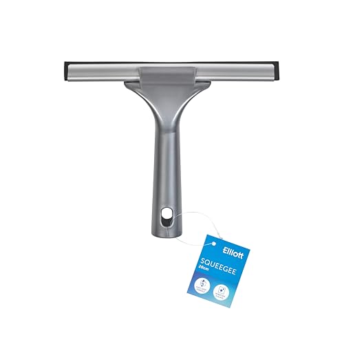 Elliott Multi-Purpose Window Squeegee perfect for streak free cleaning on Windows shower screens cars and mirrors Aluminium frame housing a 20cm rubber squeegee with an ergonomic Grey Handle.