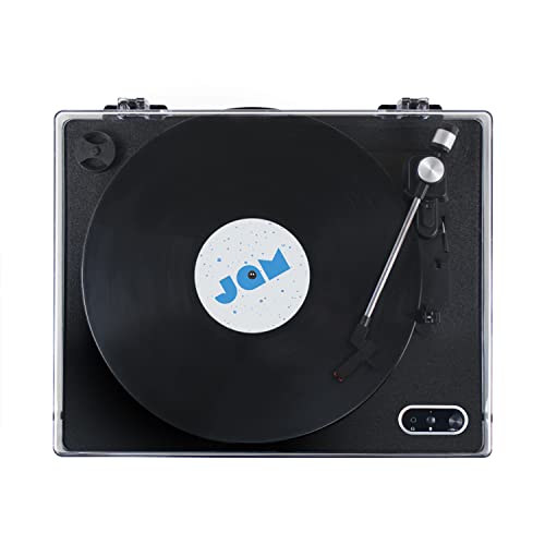Jam-Spun-Out-Wireless-Bluetooth-Turntable-Vinyl-Record-Player-Bluetooth-3-Belt-Drive-for-Superior-Sound-portable-record-player-Headphone-Jack-Output-and-Aux-in-Dust-Cover-included-Black