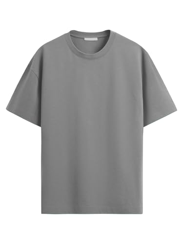 Image of LEOTUDE Men's Cottonblend Solid Oversized Half Sleeve Round Neck Tshirt for Man