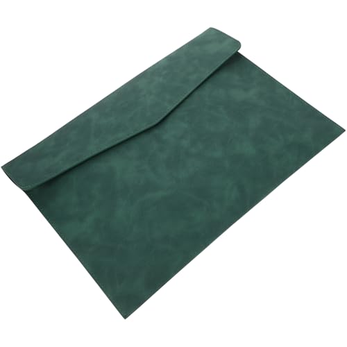 Sacoche documents cuir PU vert Gatuida | Pochette portable à bouton pour fichiers et papiers