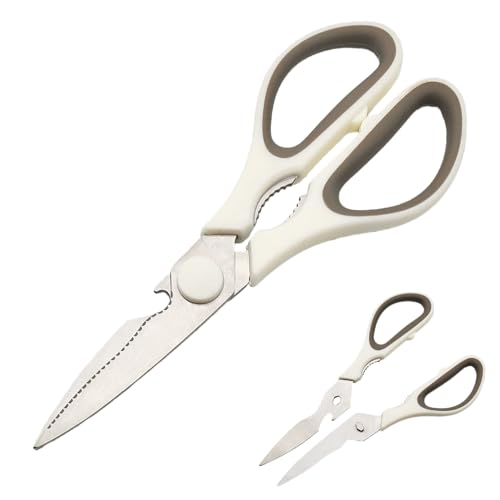 Tijeras de cocina multiusos acero inoxidable multifunción 22 cm para aves, pizza, aves, carne, pescado, verduras, huesos, nueces, Comfort Grip con cubierta de seguridad