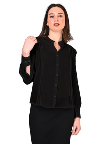 Image of Women's Regular Fit Solid Pleated Cotton Blend Shirts