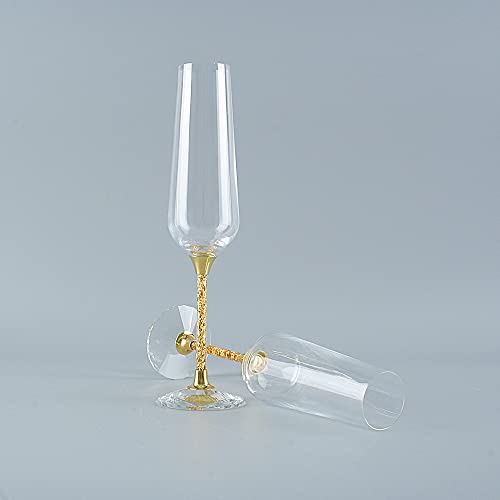 Copas de champán para bodas con diseño de cristal transparente en set de 2 piezas para mesas 5
