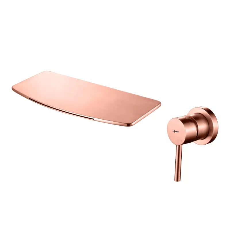 Image of Aquieen Luxury Series Wall Mounted Basin Mixer Hot & Cold with Diverter Body & Exposed Part Kit (Bianca) (Rose Gold)