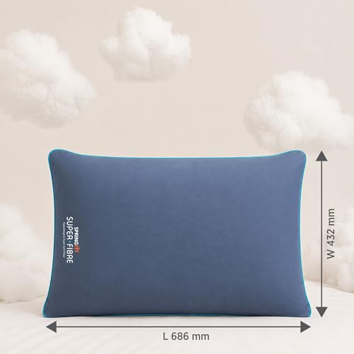 Image of Springfit Hypoallergenic Super Fibre Soft Pillow (17x27 Inch-Pack of 2) Blue