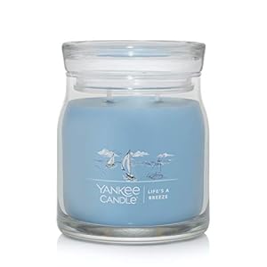 Yankee Candle Life’s A Breeze Scented, Signature 13oz Medium Jar 2-Wick Candle, Over 35 Hours of Burn Time