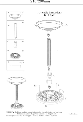 DIVCHI Bird Bath for Garden Freestanding Birdbaths Wild Birds Baths Feeder Bowl Pedestal Birdbath for Outdoors Patio Yard & Lawn Décor (Grey Classic Bird Bath) - Image 6