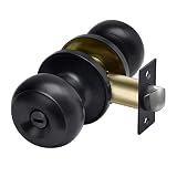 CML Hardware Privacy Door Knob, Matte Black Keyless Door Lock in Solid Stainless Steel for Bedroom o