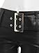 Lpdshaa Women's Fashionable PU Leather Hot Pants Rivets Belt Slim Fit Short Bottoms Black A Medium