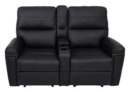 Mendler 2er Kinosessel HWC-K17, Relaxsessel Fernsehsessel Sofa, Nosagfederung Getränkehalter Fach - Kunstleder schwarz – Bild 7