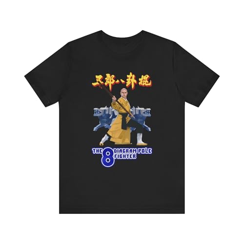 Mod.2 The Eight Diagram Pole Fighter 1984 Gordon Liu Monastery Buddhist Monk Fighting Shaolin Kungfu Camiseta T-Shirt (US, Alpha, X-Large, Regular, Regular, Black)