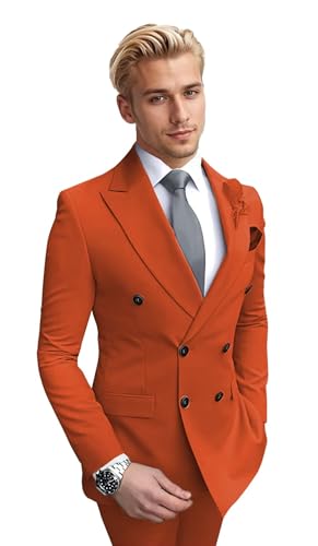 Men's Suits 2 Piece Slim Fit Double Breasted Tuxedo for Men Formal Wedding Outfits Prom Suits Blazer Jacket Pants