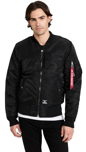 Alpha Industries Men's Ma-1 Mod Bomber Flight Jacket, Black, M