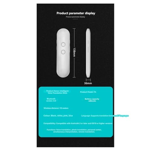 Traducteur de langage vocal instantané 40 langues bluetooth blanc bidirectionnel - 4