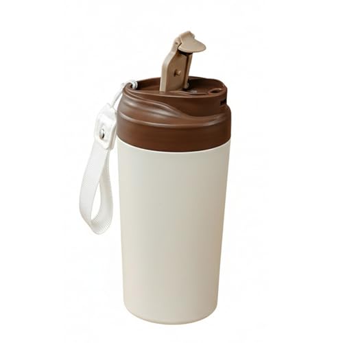 16oz Ceramic Travel Mug with Lid- 100% Real Ceramic Liner (No Coating), Heat-Resistant Outer Wall, Leak-Proof Lid with Detachable Strap, Fits Car Cup Holder